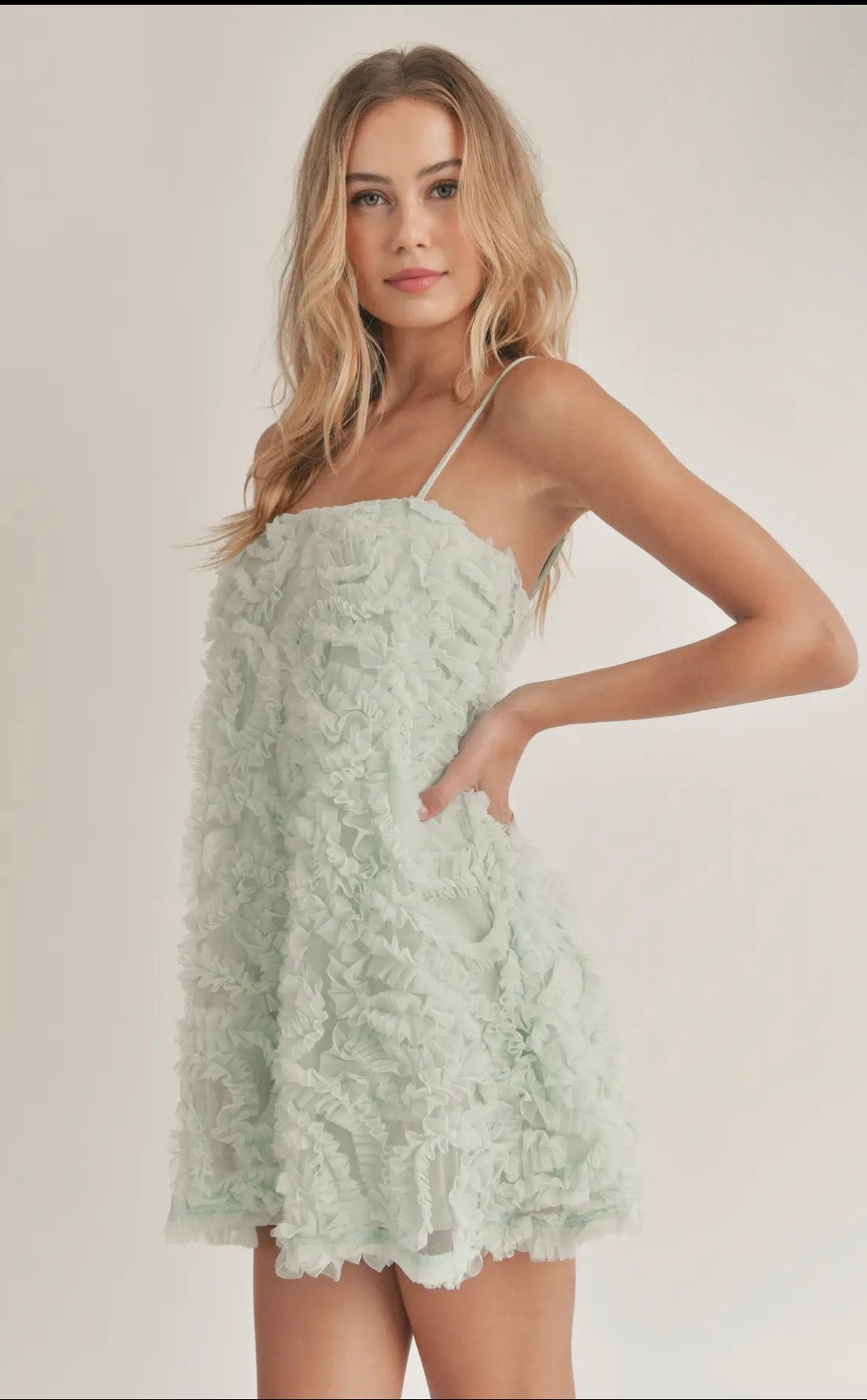 Tulle mesh mini dress- mint