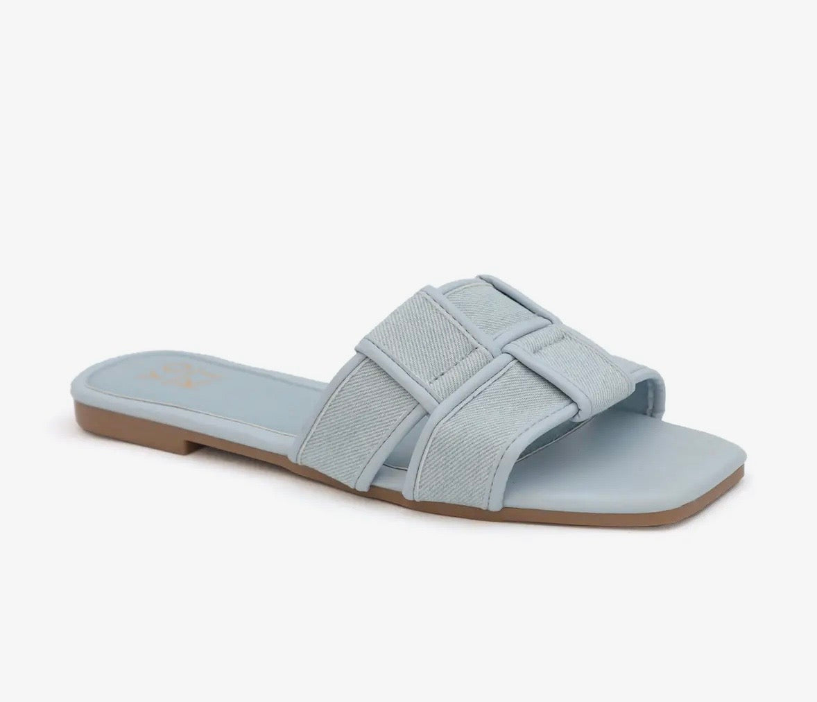 Woven denim slide- light blue