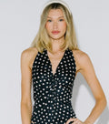Polka dot halter- black