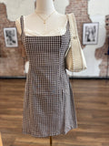 Gingham mini dress- brown