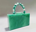 Acrylic marble magnetic closure handbag with chain- green