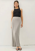 Knit maxi pencil skirt- gray brown