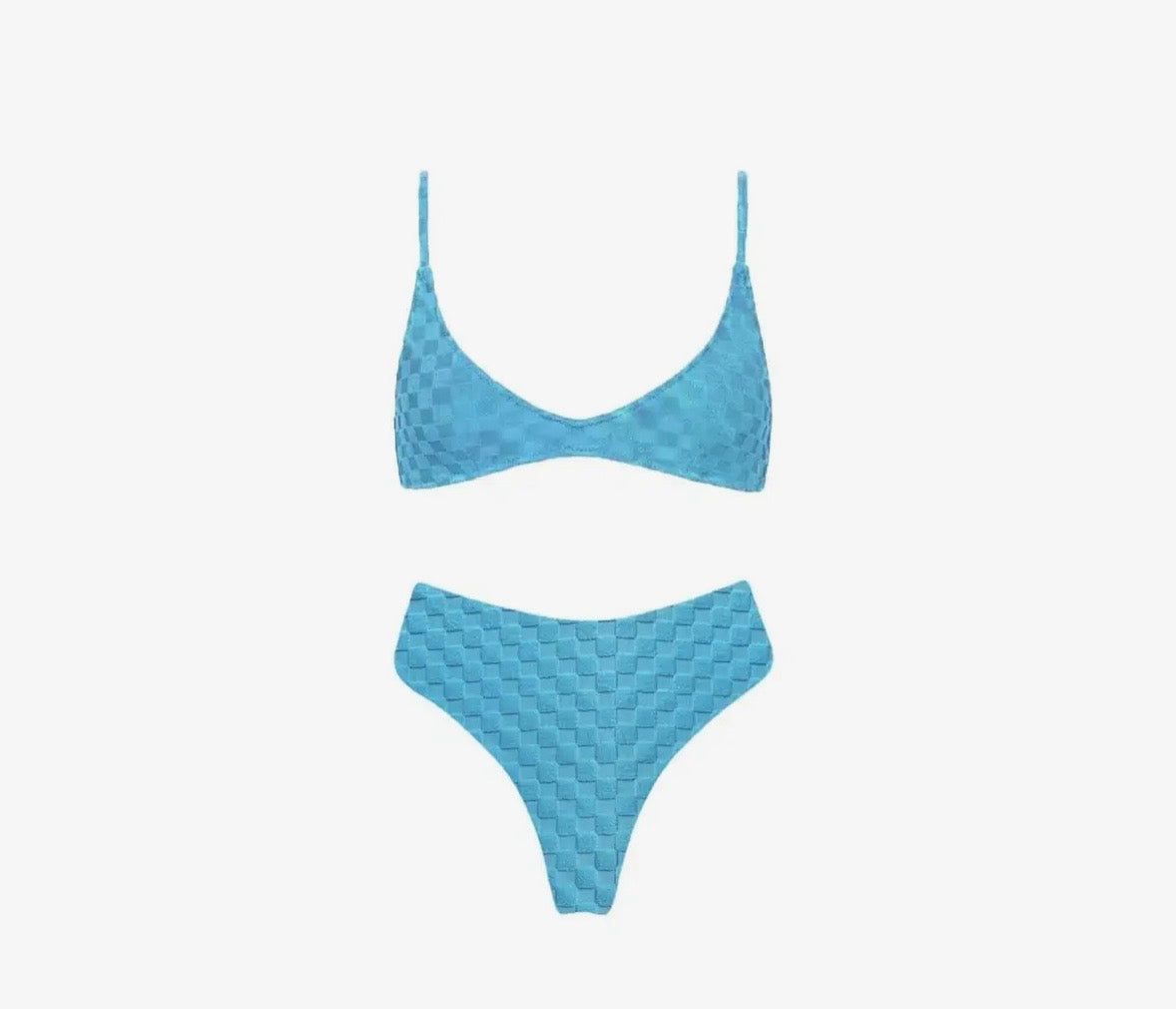 Terry checker bikini set- blue