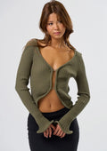 Long sleeve statement top- olive